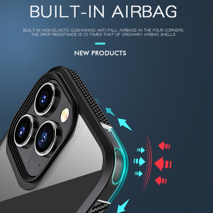 Custodia antiurto per airbag a quattro angoli in fibra di carbonio serie MG TPU + Clear PC, For iPhone 13 mini, For iPhone 13, For iPhone 13 Pro, For iPhone 13 Pro Max
