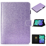 Custodia in pelle con apertura orizzontale in polvere glitterata lucida con supporto e slot per schede e funzione Sleep / Wake-up, For iPad mini 2024 / mini 6