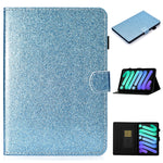 Custodia in pelle con apertura orizzontale in polvere glitterata lucida con supporto e slot per schede e funzione Sleep / Wake-up, For iPad mini 2024 / mini 6