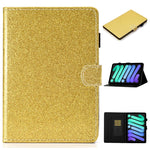 Custodia in pelle con apertura orizzontale in polvere glitterata lucida con supporto e slot per schede e funzione Sleep / Wake-up, For iPad mini 2024 / mini 6