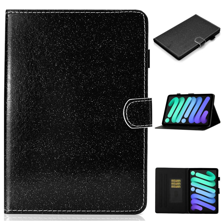 Custodia in pelle con apertura orizzontale in polvere glitterata lucida con supporto e slot per schede e funzione Sleep / Wake-up, For iPad mini 2024 / mini 6