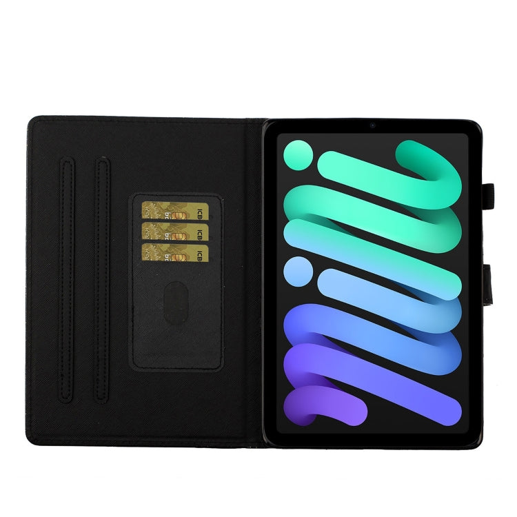 Custodia in pelle con apertura orizzontale in polvere glitterata lucida con supporto e slot per schede e funzione Sleep / Wake-up, For iPad mini 2024 / mini 6