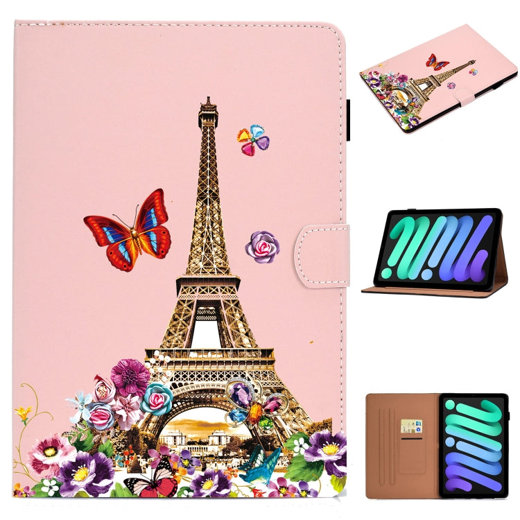 Custodia in pelle flip orizzontale con pittura a colori puri con slot per schede e supporto e cordino e funzione Sleep / Wake-up, For iPad mini 2024 / mini 6