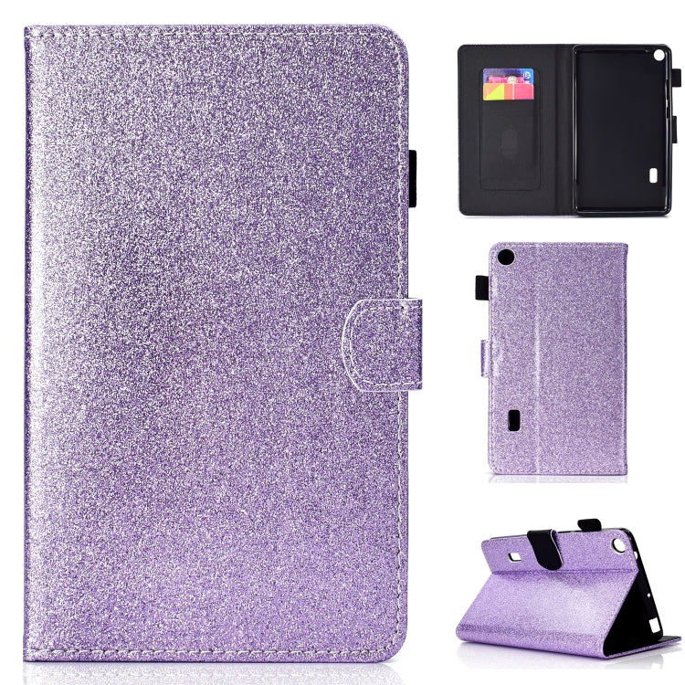 Custodia in pelle flip orizzontale con vernice glitterata in polvere con supporto e slot per schede, For Huawei MediaPad M6 8.4, For Huawei MediaPad M6 10.8, For Huawei MediaPad T3 7.0, For Huawei MediaPad T3 10.0
