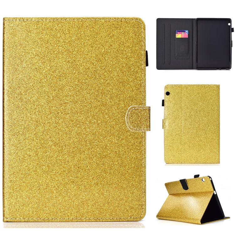Custodia in pelle flip orizzontale con vernice glitterata in polvere con supporto e slot per schede, For Huawei MediaPad M6 8.4, For Huawei MediaPad M6 10.8, For Huawei MediaPad T3 7.0, For Huawei MediaPad T3 10.0