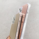Custodia per telefono a specchio con placcatura di lusso a quattro gocce in TPU + acrilico, For iPhone 13 Pro Max, For iPhone 13 Pro, For iPhone 13, For iPhone 13 mini