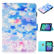 Custodia in pelle a ribalta orizzontale con disegno colorato con supporto e slot per schede e funzione Sleep / Wake-up, For iPad mini 2024 / mini 6