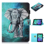 Custodia in pelle a ribalta orizzontale con disegno colorato con supporto e slot per schede e funzione Sleep / Wake-up, For iPad mini 2024 / mini 6