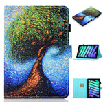 Custodia in pelle a ribalta orizzontale con disegno colorato con supporto e slot per schede e funzione Sleep / Wake-up, For iPad mini 2024 / mini 6