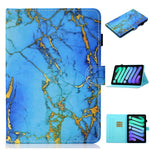 Custodia in pelle a ribalta orizzontale con disegno colorato con supporto e slot per schede e funzione Sleep / Wake-up, For iPad mini 2024 / mini 6