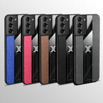 Custodia protettiva in TPU antiurto con tessuto per cuciture XINLI con supporto per anello, For Samsung Galaxy S21+ 5G