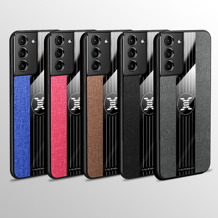 Custodia protettiva in TPU antiurto con tessuto per cuciture XINLI con supporto per anello, For Samsung Galaxy S21+ 5G