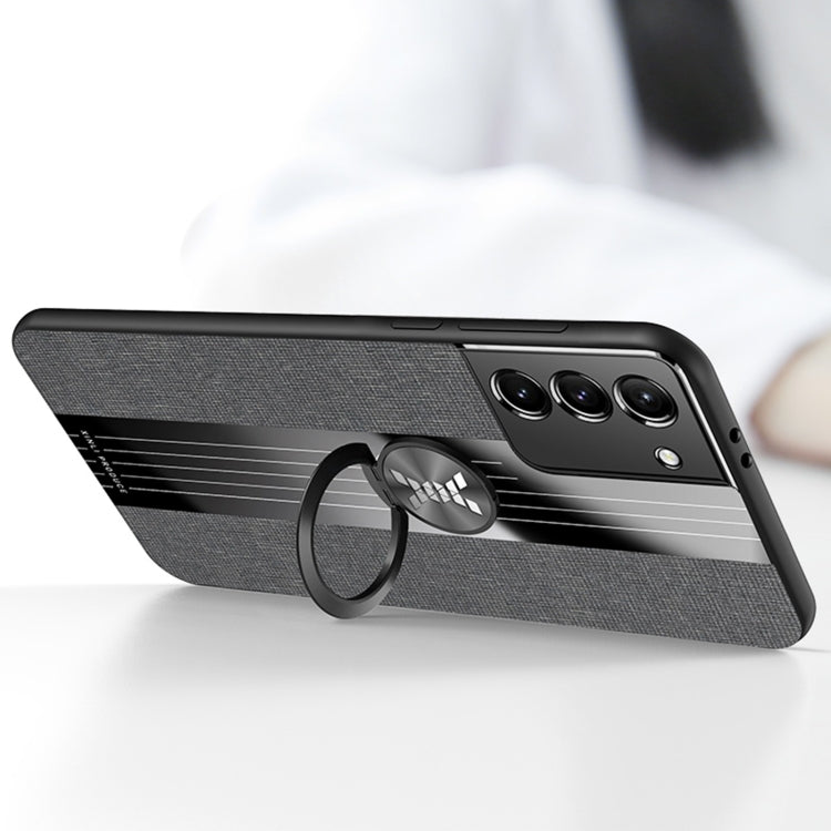 Custodia protettiva in TPU antiurto con tessuto per cuciture XINLI con supporto per anello, For Samsung Galaxy S21+ 5G