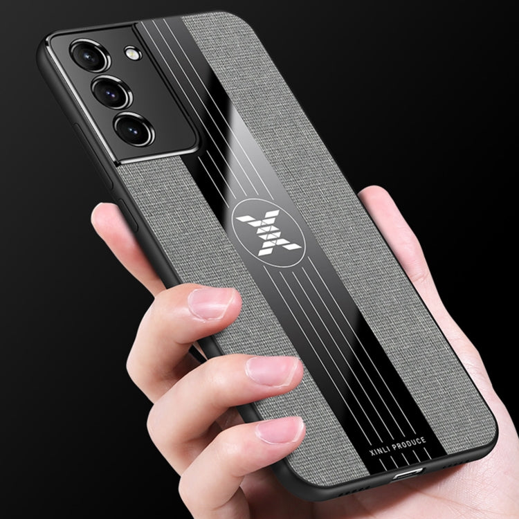 Custodia protettiva in TPU antiurto con tessuto per cuciture XINLI con supporto per anello, For Samsung Galaxy S21+ 5G