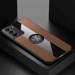 Custodia protettiva in TPU antiurto con tessuto per cuciture XINLI con supporto per anello, For Samsung Galaxy S21+ 5G