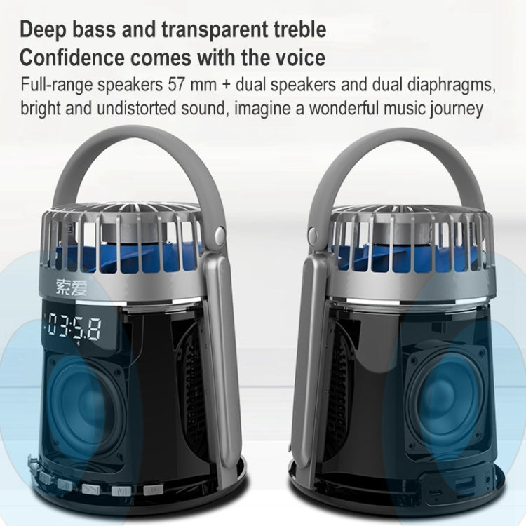 Altoparlante doppia sveglia Bluetooth wireless SOAIY K8 con piccola ventola