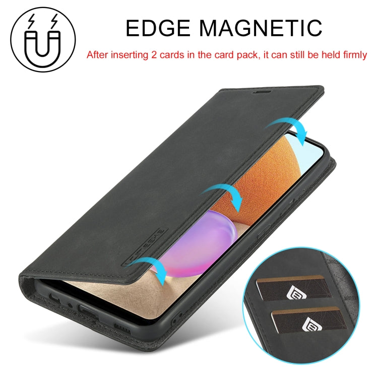 LC.IMEEKE Forte magnetismo Ultra-sottile orizzontale Flip Matte TPU + Custodia in pelle PU con supporto e slot per carte e portafoglio, For Samsung Galaxy A32 5G