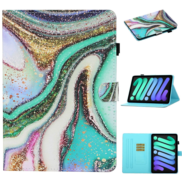 Custodia in pelle flip orizzontale con cuciture a disegno colorato con supporto e slot per schede e funzione Sleep / Wake-up, For iPad mini 2024 / mini 6