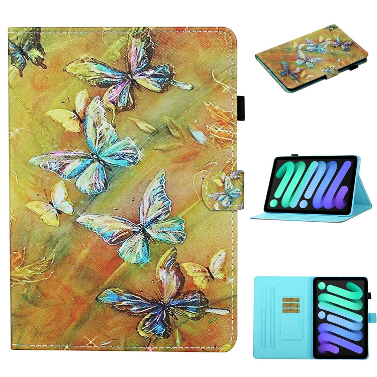 Custodia in pelle flip orizzontale con cuciture a disegno colorato con supporto e slot per schede e funzione Sleep / Wake-up, For iPad mini 2024 / mini 6