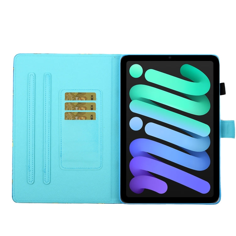 Custodia in pelle flip orizzontale con cuciture a disegno colorato con supporto e slot per schede e funzione Sleep / Wake-up, For iPad mini 2024 / mini 6
