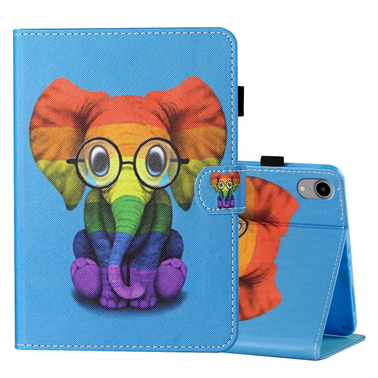 Custodia in pelle flip orizzontale con cuciture a disegno colorato con supporto e slot per schede e funzione Sleep / Wake-up, For iPad mini 2024 / mini 6