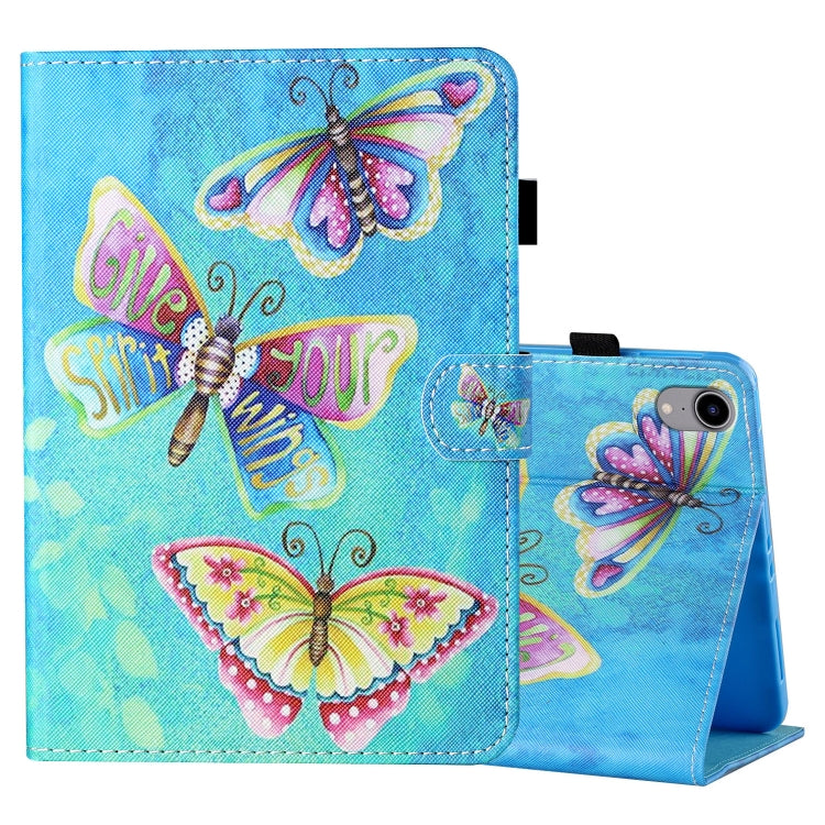Custodia in pelle flip orizzontale con cuciture a disegno colorato con supporto e slot per schede e funzione Sleep / Wake-up, For iPad mini 2024 / mini 6