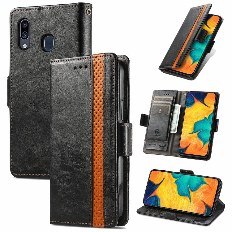CustodiaNeo Business Custodia in pelle PU con doppia fibbia magnetica con giunzione orizzontale con supporto, slot per carte e portafoglio, For Samsung Galaxy A03s, For Samsung Galaxy A20, For Samsung Galaxy A30