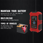 FOXSUR 10A 12V 7-segmenti Caricabatterie Smart Moto/Auto, EU Plug, UK Plug, US Plug