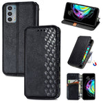 Custodia in pelle PU magnetica a vibrazione orizzontale pressata a griglia cubica con supporto, slot per carte e portafoglio, For Motorola Edge 20, For Motorola Edge 20 Lite