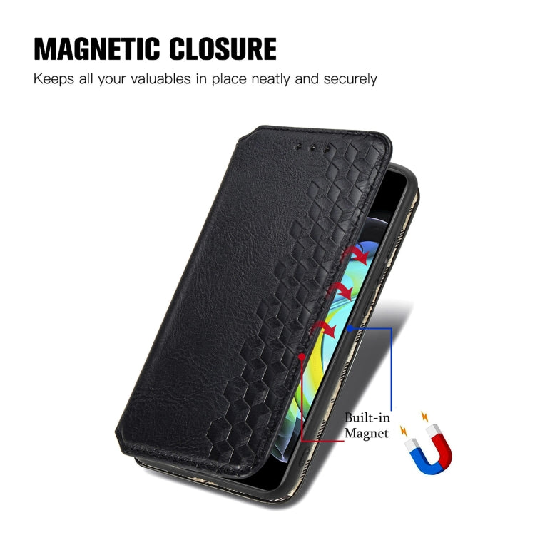Custodia in pelle PU magnetica a vibrazione orizzontale pressata a griglia cubica con supporto, slot per carte e portafoglio, For Motorola Edge 20, For Motorola Edge 20 Lite