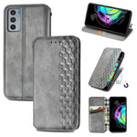 Custodia in pelle PU magnetica a vibrazione orizzontale pressata a griglia cubica con supporto, slot per carte e portafoglio, For Motorola Edge 20, For Motorola Edge 20 Lite