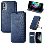 Custodia in pelle PU magnetica a vibrazione orizzontale pressata a griglia cubica con supporto, slot per carte e portafoglio, For Motorola Edge 20, For Motorola Edge 20 Lite