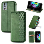 Custodia in pelle PU magnetica a vibrazione orizzontale pressata a griglia cubica con supporto, slot per carte e portafoglio, For Motorola Edge 20, For Motorola Edge 20 Lite
