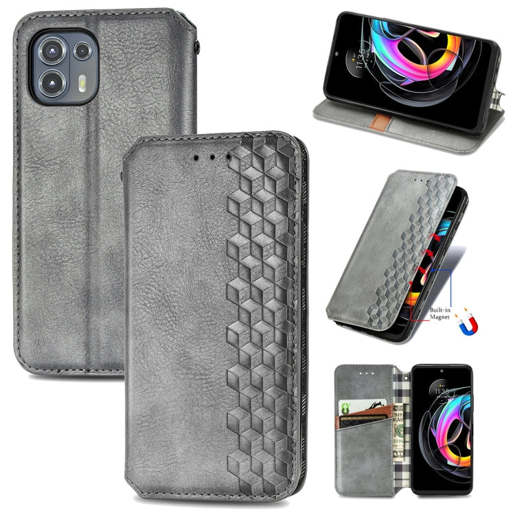 Custodia in pelle PU magnetica a vibrazione orizzontale pressata a griglia cubica con supporto, slot per carte e portafoglio, For Motorola Edge 20, For Motorola Edge 20 Lite