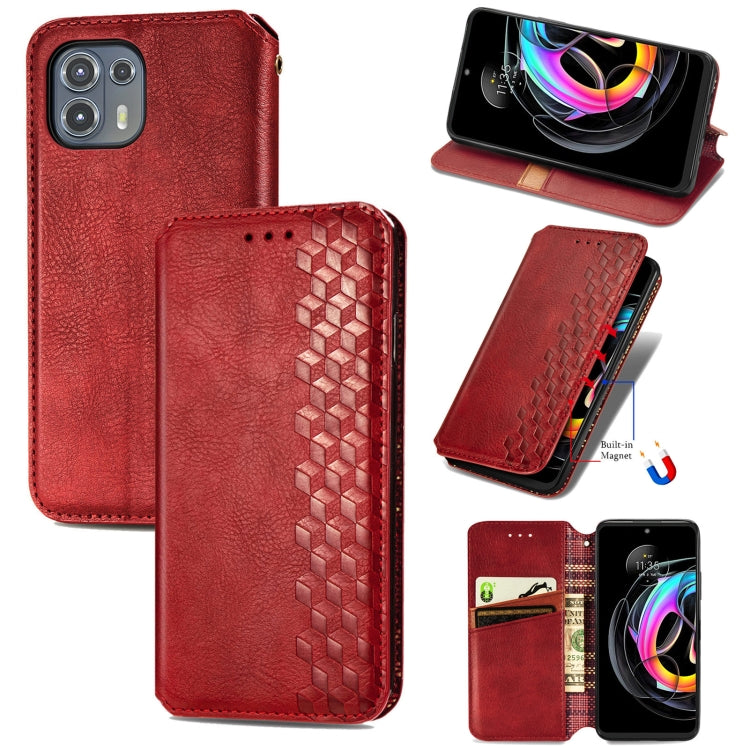 Custodia in pelle PU magnetica a vibrazione orizzontale pressata a griglia cubica con supporto, slot per carte e portafoglio, For Motorola Edge 20, For Motorola Edge 20 Lite