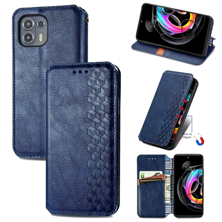 Custodia in pelle PU magnetica a vibrazione orizzontale pressata a griglia cubica con supporto, slot per carte e portafoglio, For Motorola Edge 20, For Motorola Edge 20 Lite