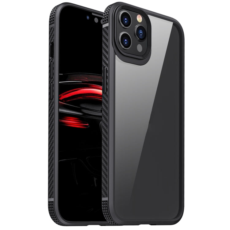 Custodia antiurto per airbag a quattro angoli in fibra di carbonio serie MG TPU + Clear PC, For iPhone 12 / 12 Pro, For iPhone 12 Pro Max, For iPhone 11, For iPhone 11 Pro, For iPhone 11 Pro Max