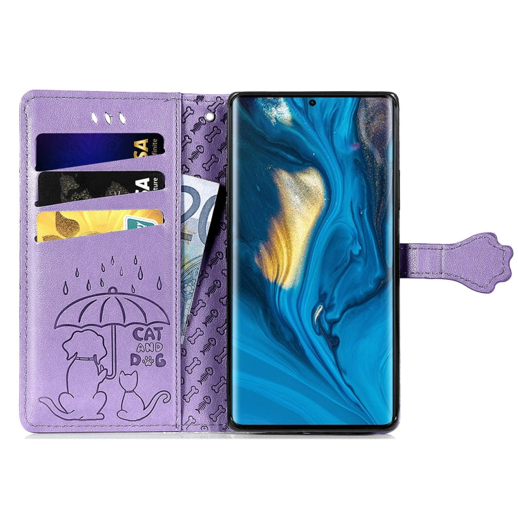 Bella custodia in pelle a vibrazione orizzontale con motivo a rilievo di gatto e cane, con supporto e fessure per carte e portafoglio e chiusura a cartone animato e cordino, For ZTE Nubia Z30 Pro, For Huawei Maimang 10 SE