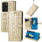 Bella custodia in pelle a vibrazione orizzontale con motivo a rilievo di gatto e cane, con supporto e fessure per carte e portafoglio e chiusura a cartone animato e cordino, For ZTE Nubia Z30 Pro, For Huawei Maimang 10 SE