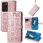 Bella custodia in pelle a vibrazione orizzontale con motivo a rilievo di gatto e cane, con supporto e fessure per carte e portafoglio e chiusura a cartone animato e cordino, For ZTE Nubia Z30 Pro, For Huawei Maimang 10 SE