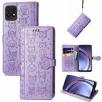Bella custodia in pelle a vibrazione orizzontale con motivo a rilievo di gatto e cane, con supporto e fessure per carte e portafoglio e chiusura a cartone animato e cordino, For ZTE Nubia Z30 Pro, For Huawei Maimang 10 SE