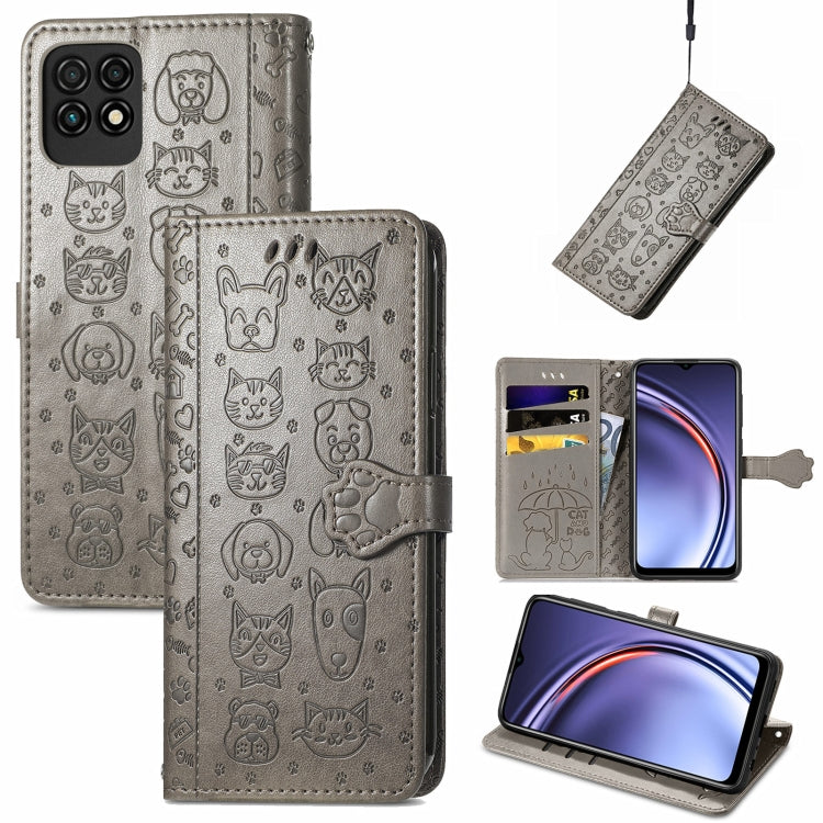 Bella custodia in pelle a vibrazione orizzontale con motivo a rilievo di gatto e cane, con supporto e fessure per carte e portafoglio e chiusura a cartone animato e cordino, For ZTE Nubia Z30 Pro, For Huawei Maimang 10 SE