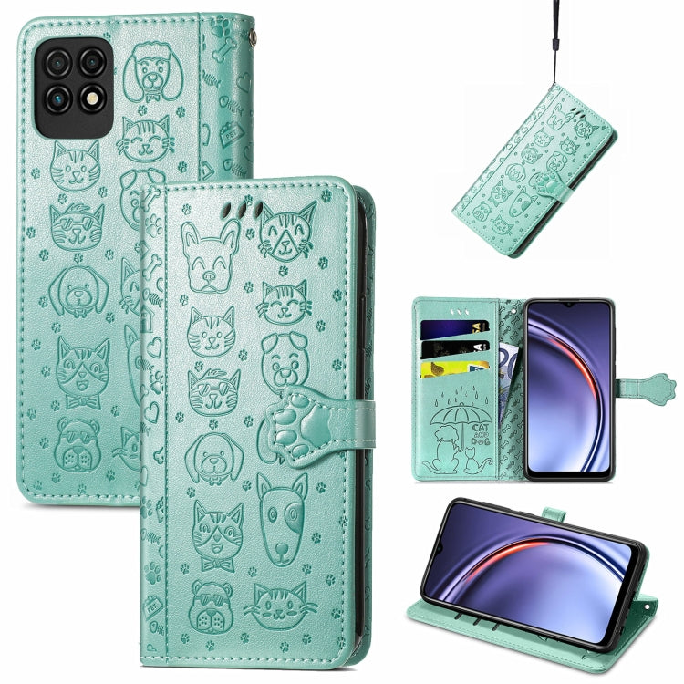 Bella custodia in pelle a vibrazione orizzontale con motivo a rilievo di gatto e cane, con supporto e fessure per carte e portafoglio e chiusura a cartone animato e cordino, For ZTE Nubia Z30 Pro, For Huawei Maimang 10 SE