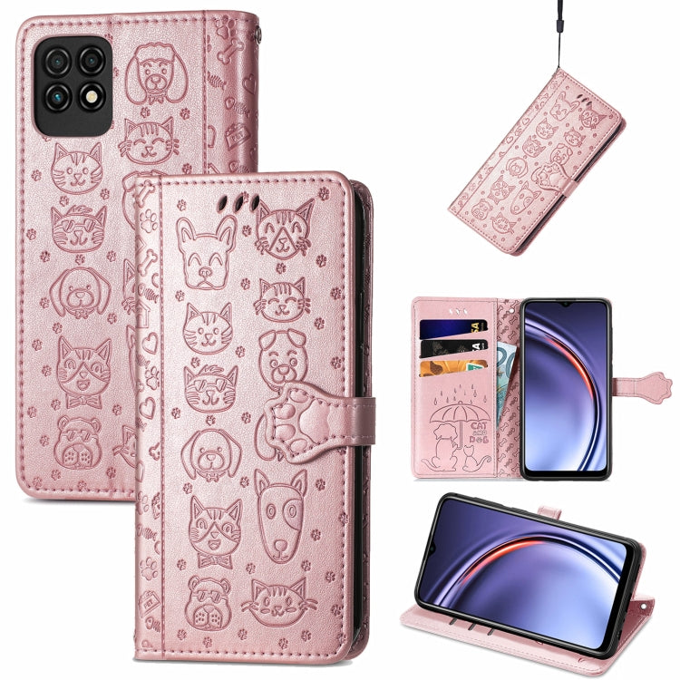Bella custodia in pelle a vibrazione orizzontale con motivo a rilievo di gatto e cane, con supporto e fessure per carte e portafoglio e chiusura a cartone animato e cordino, For ZTE Nubia Z30 Pro, For Huawei Maimang 10 SE
