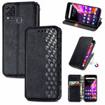 Custodia in pelle PU magnetica a vibrazione orizzontale pressata a griglia cubica con supporto, slot per carte e portafoglio, For Infinix Hot 10T, For Infinix Note 10 Pro, For Infinix Smart 5