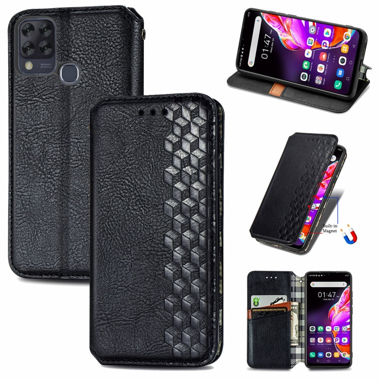 Custodia in pelle PU magnetica a vibrazione orizzontale pressata a griglia cubica con supporto, slot per carte e portafoglio, For Infinix Hot 10T, For Infinix Note 10 Pro, For Infinix Smart 5