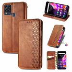 Custodia in pelle PU magnetica a vibrazione orizzontale pressata a griglia cubica con supporto, slot per carte e portafoglio, For Infinix Hot 10T, For Infinix Note 10 Pro, For Infinix Smart 5