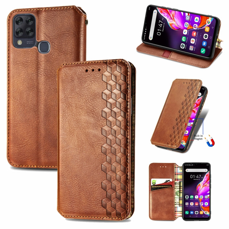Custodia in pelle PU magnetica a vibrazione orizzontale pressata a griglia cubica con supporto, slot per carte e portafoglio, For Infinix Hot 10T, For Infinix Note 10 Pro, For Infinix Smart 5
