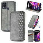 Custodia in pelle PU magnetica a vibrazione orizzontale pressata a griglia cubica con supporto, slot per carte e portafoglio, For Infinix Hot 10T, For Infinix Note 10 Pro, For Infinix Smart 5