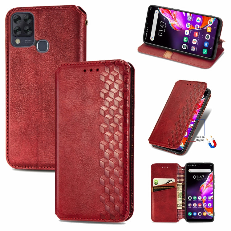 Custodia in pelle PU magnetica a vibrazione orizzontale pressata a griglia cubica con supporto, slot per carte e portafoglio, For Infinix Hot 10T, For Infinix Note 10 Pro, For Infinix Smart 5